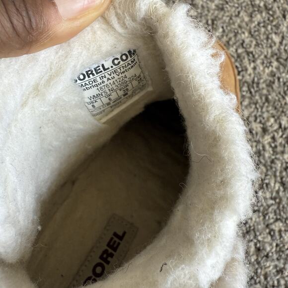 SOREL NAKISKA WOMENS SUEDE LINED SLIPPER BOOTS Camel Brown Size 8 Comfort - Picture 9 of 9